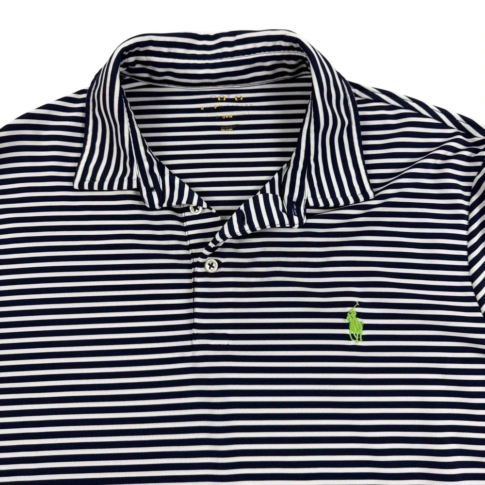 Polo Ralph Lauren Polo Shirt Mens Large Black‎ Stripe Golf Performance Pony Logo